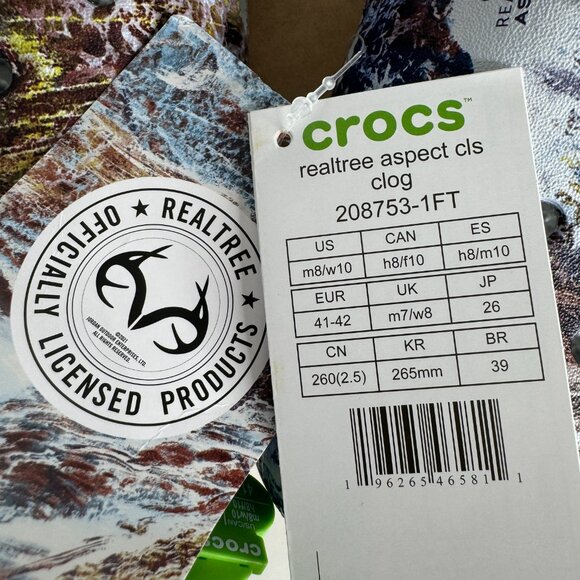 Crocs Realtree Aspect CLS Atmosphere Camo Clogs Size Women’s 10 - Men’s 8 New - Picture 7 of 7